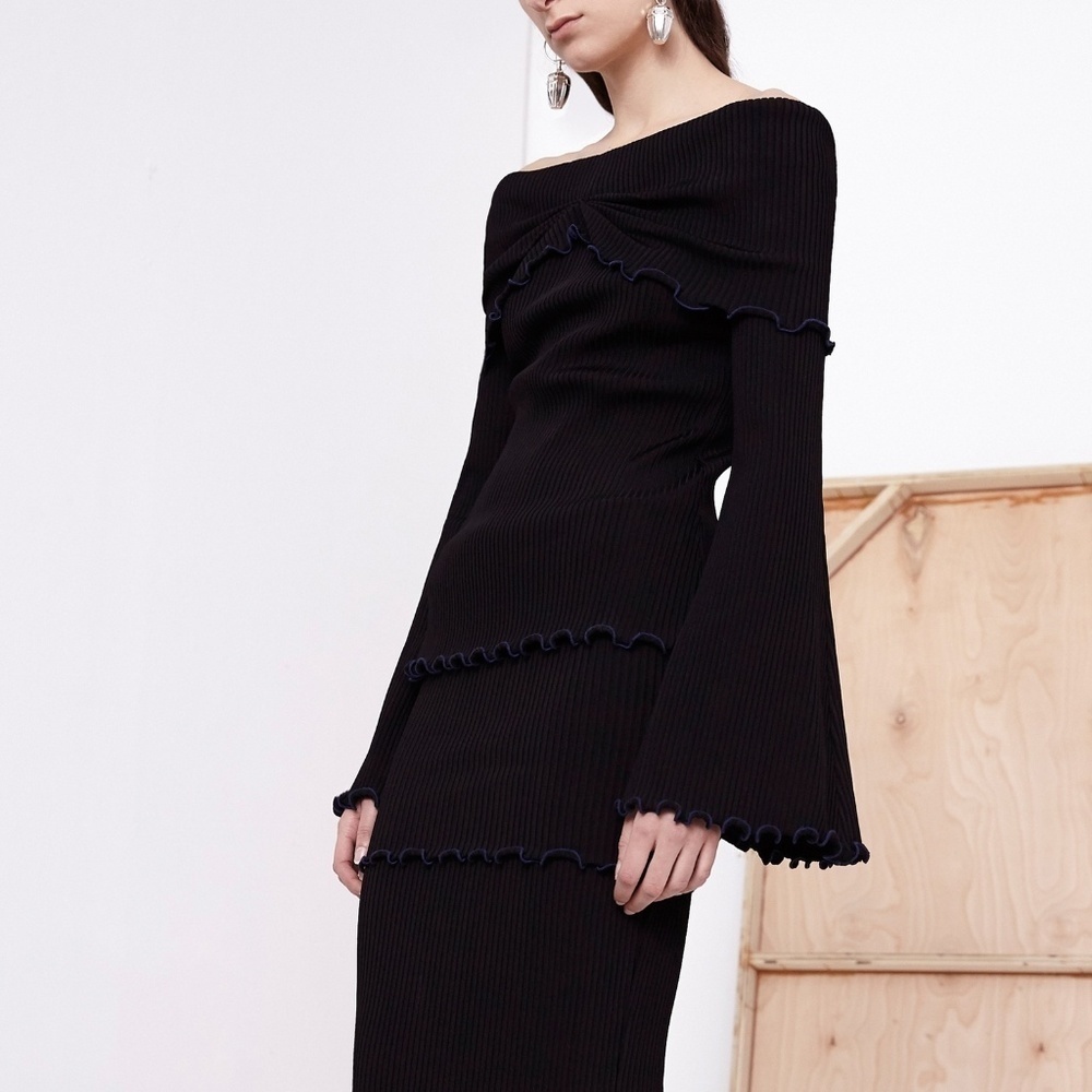 ELLERY BLACK NAVY‎ LIMOZEEN RIBBED TOP, SZ XS/S